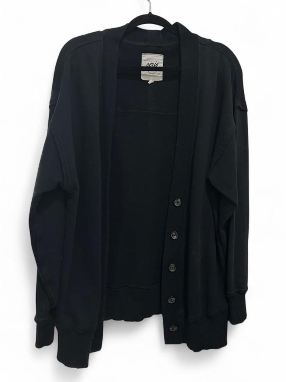 aerie Black Button-Up Cardigan Sweater